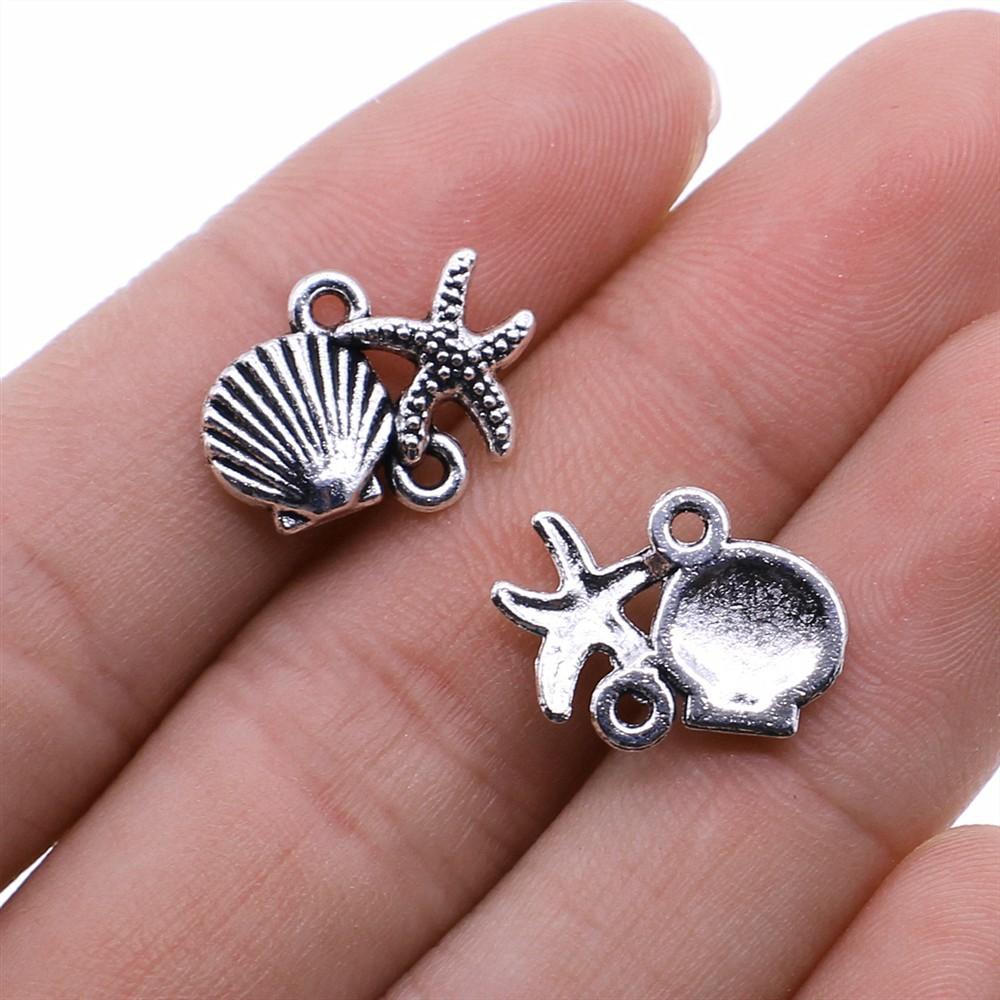 20pcs Shell Charms Antique Silver Color Sea Shell Pendant Charms Shell Charms For Jewelry Making DIY Craft