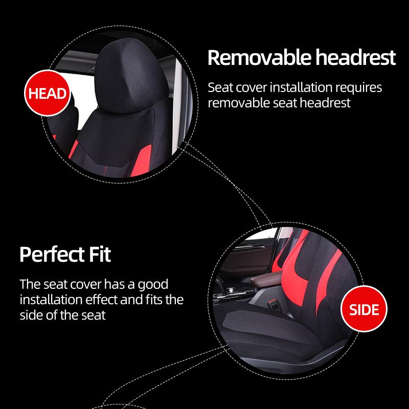 Car Front Seat Covers With Mesh 3MM Car Products Seat Cover Exterior Parts Side Red Bird's Eye Cloth