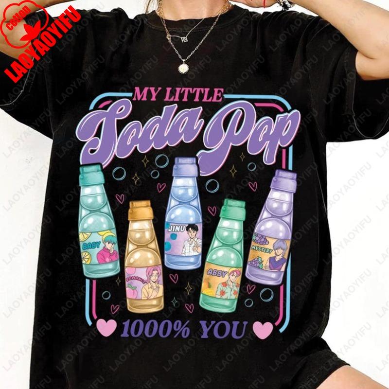 

Saja Boys Soda Pop KPDH Хлопковая одежда Huntrix PIN Kpop Demon Band Вдохновленная футболка Популярный фильм Jinu Топы Мужчины Женщины Хлопковая футболка 4XL