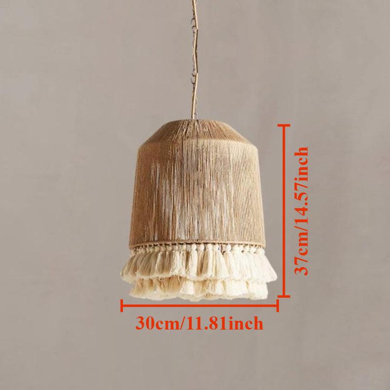

Bohemian Tassel Pendant Lamps Japanese Retro Wabi Sabi Lights White Fringe Lampshade for Living Room Bedroom Restaurant Lighting Without Bulb