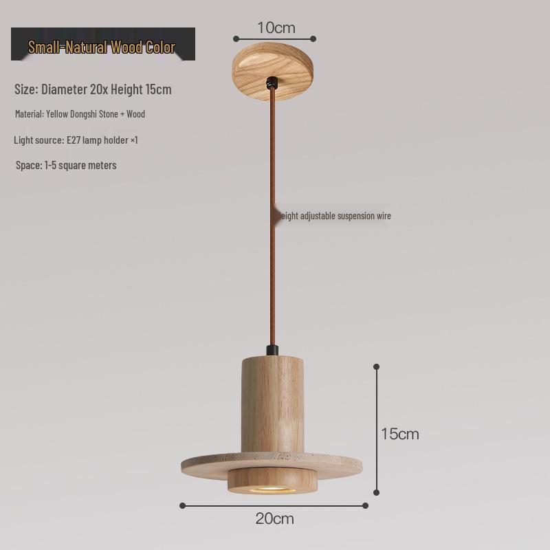 Yellow Travertine Pendant Light - Retro Cream Wabi-sabi Style for B&B, Restaurant, Bedroom, or Bedside.