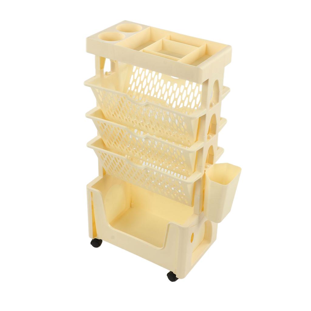 Movable Book Rack Large Capacity 5 Layer Thickened Rollers Multifunctional Movable Bookshelf for