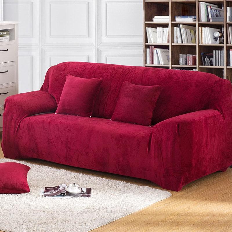 Easy Fit Sofa Slipcover Stretch Protector Soft Cover Thick Plush Velvet 14 Seat