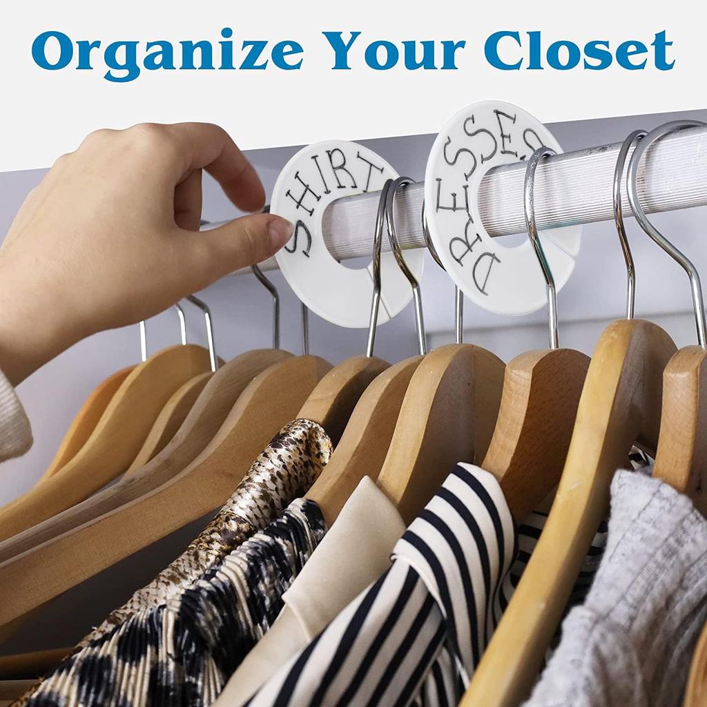 20 White Closet Dividers for Hanging Clothes – Clothing Size Rack Dividers and Closet Organizers