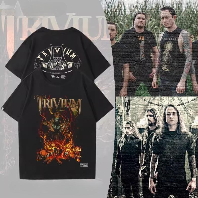 Trivium Tričko Ascend Above The Ashes Tour 2025 Tričko Oboustranně Tištěné Bavlna Vintage Heavy Metalová Kapela Rocková Hudba Tričko