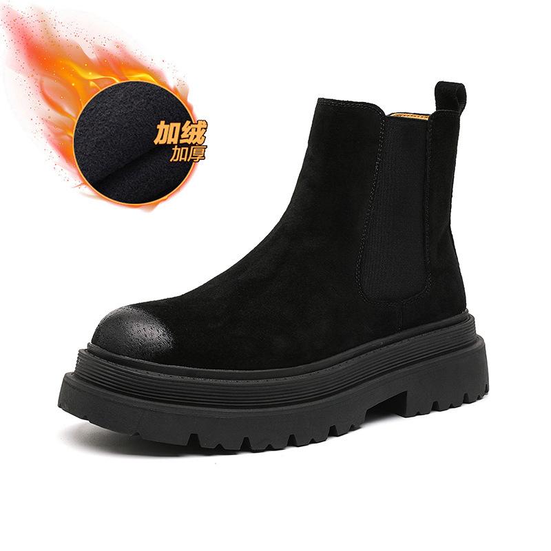 2024 New Martin Boots British Style Men's Frosted Boots Medium Heel Flat Short Boots Pedal Boots 44161-A