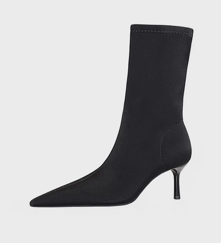 Europeisk og amerikansk stil Stiletto Høy hæl Lycra Slank Pedikyr Kvinners Korte Støvletter