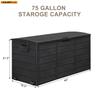 75gal 280L Outdoor Garden Plastic Storage Deck Box Chest Tools Cushions Toys Lockable Seat BLACK