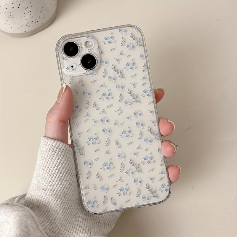 Transparent Floral iPhone Case for Models 12-16 & XR iPhone 14 Pro
