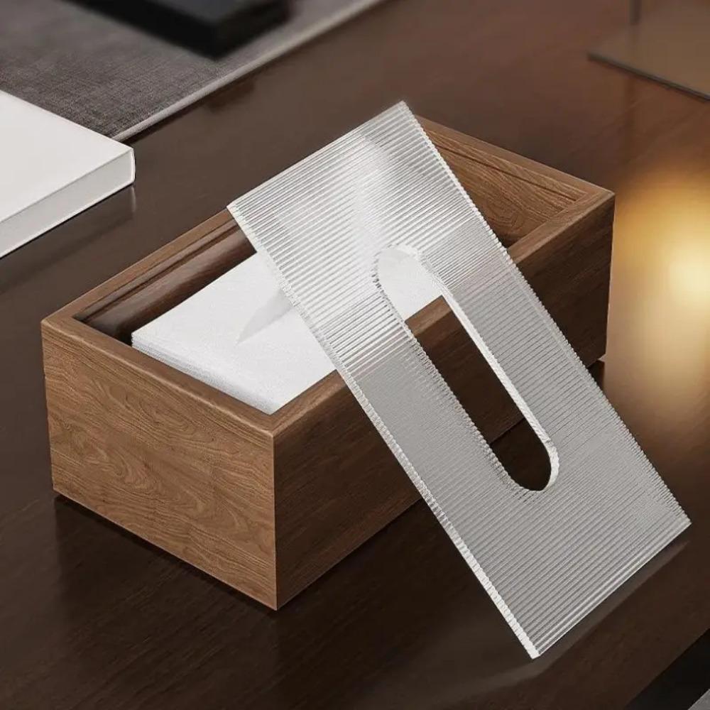 Rustic Wood Draw Paper Box Rectangle Napkin Holder Home Decor Walnut Wood Grain Tissue Box Kitchen
