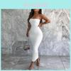 Long Dress For Women With Spliced Milk Silk Fabric And Backless Design For Spring