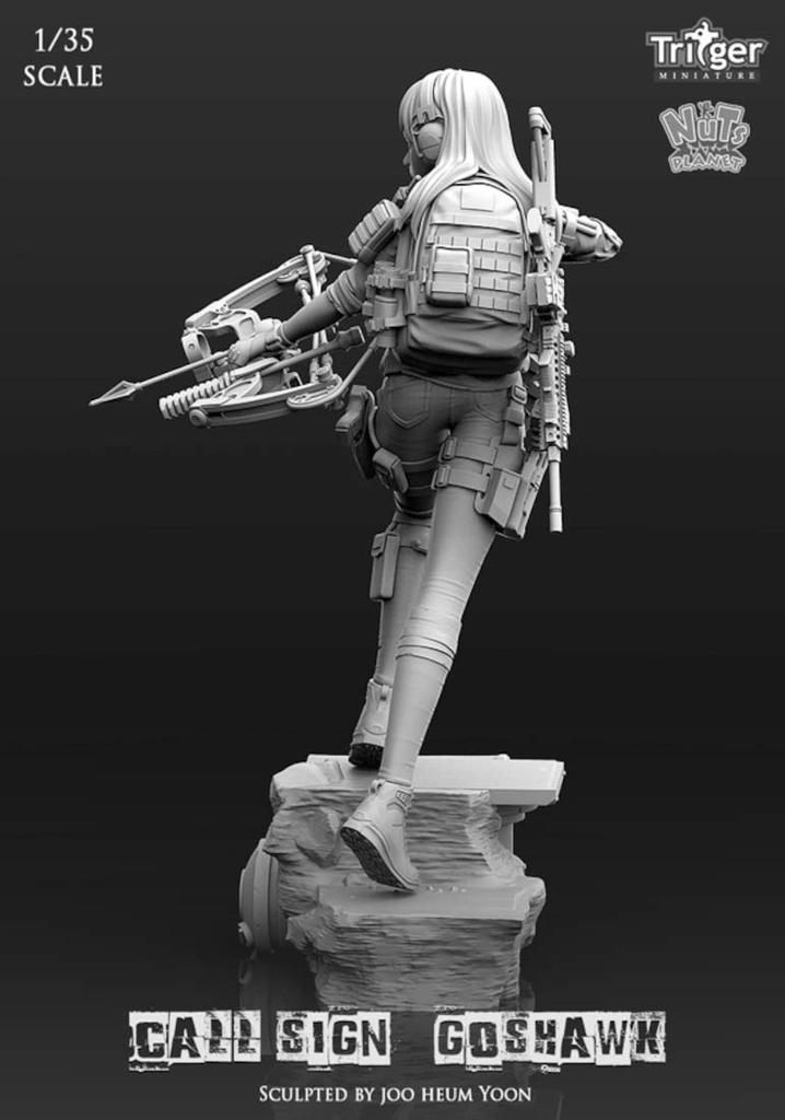 Nuts Planet Call sign is Goshawk Female scout with compound bow Unpainted resin assembly kit T35022 1/35