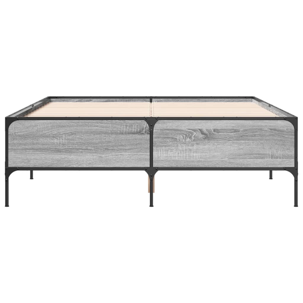 Bed Frame in Grey Sonoma 120 x 190 cm Made of Engineered Wood and Metal