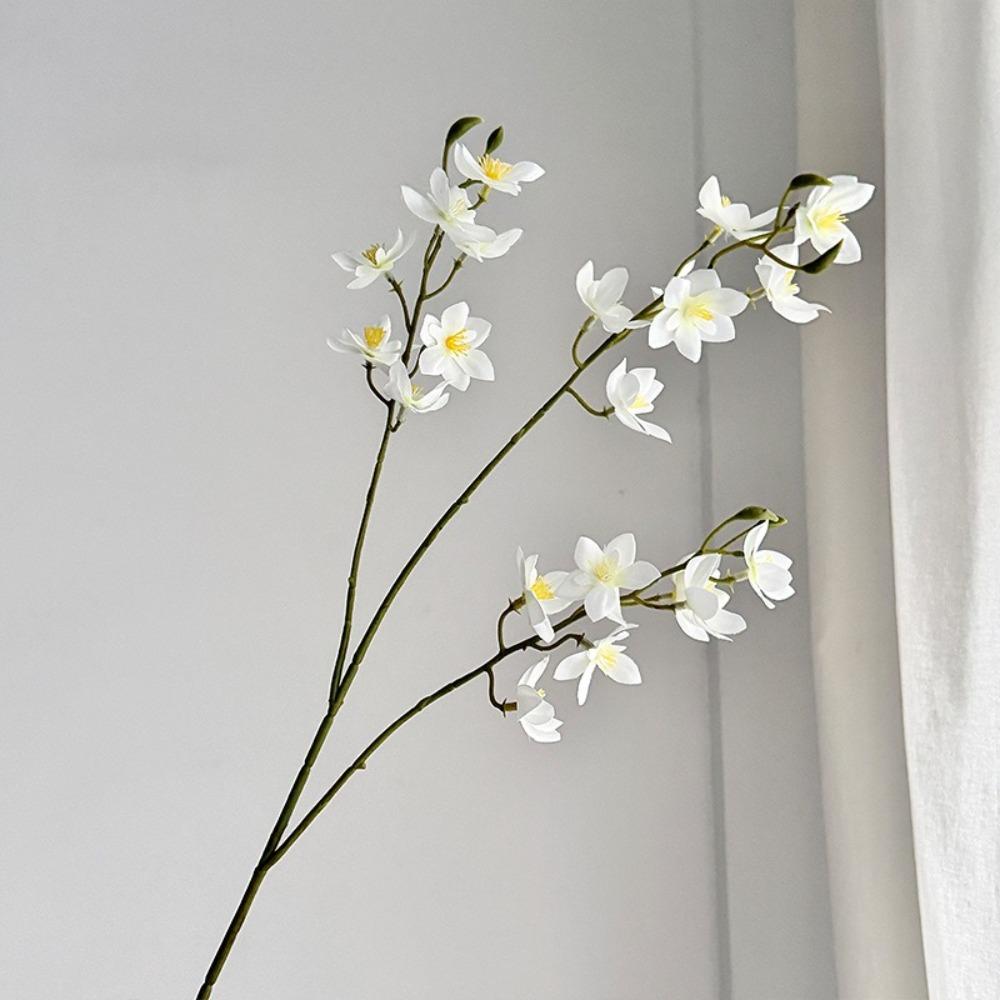 

Реалистичные шелковые искусственные цветы магнолии 75 см, разноцветные поддельные орхидеи, цветы на длинной ветке, украшение для вечеринки белый