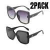 2PACK Large Square Frame Sunglasses Europe and The United States Fashion Trend Personality Net Red Lady Travel Sun Glasses