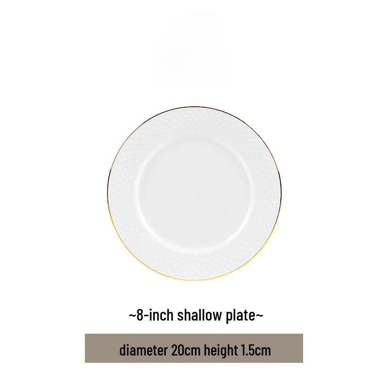 Jingdezhen Hand-Painted Gold-Rimmed Ceramic Dinner Plate