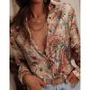 Blumenmuster Damenbluse Frühling Herbst Femme Büro Dame Knopfleiste Umlegekragen Hemden