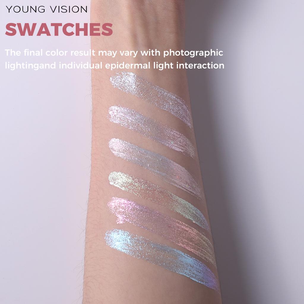 6-kleurige Driehoek Vloeibare Oogschaduw, Parelmoer Fijn Glitters, Heldere en Glanzende Vloeibare Oogschaduw, Gezichtsmake-up, Roze Paarse Sexy Oogschaduw