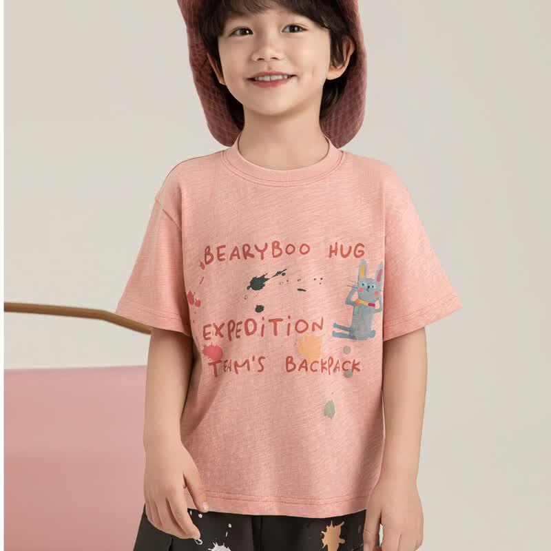 Youyou Boys  Cute Cat Print Antibacterial Short Sleeve T-Shirt 150cm