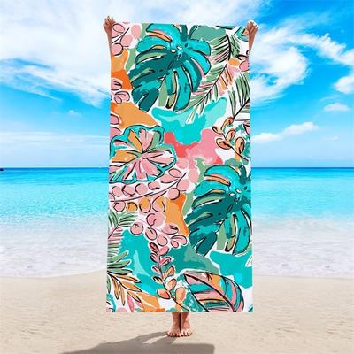 Colorful Tropical Monstera Palm Leaf Print Beach Towel Microfiber Soft Summer Outdoor Pool Towel