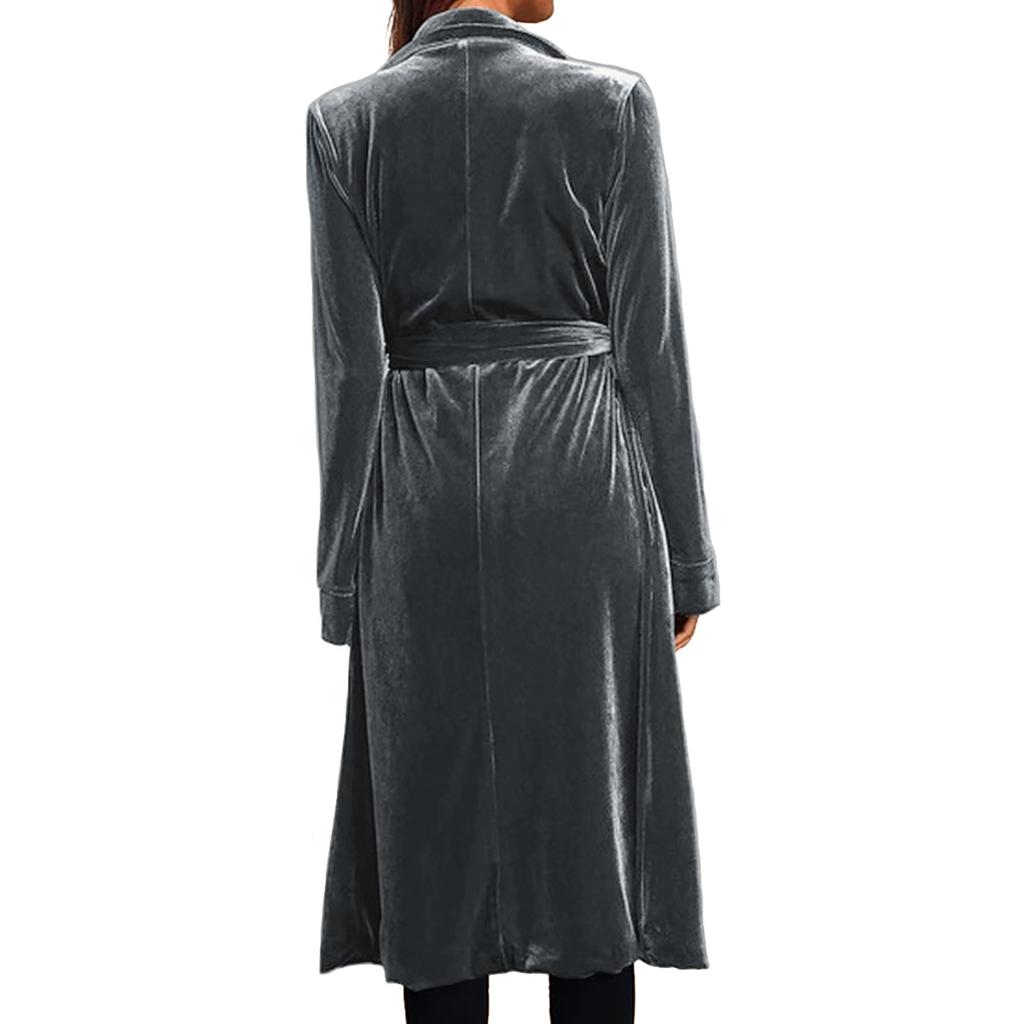 Women's Fashion And Winter Cardigan Jacket Gold Velvet Long Windbreaker