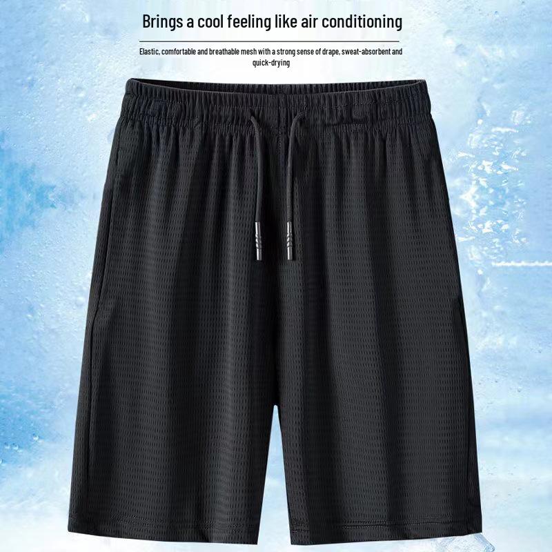 Men s Summer Casual Camouflage Mesh Pants - Ice Silk, Five-Point, Loose Fit, Plus Size. XL