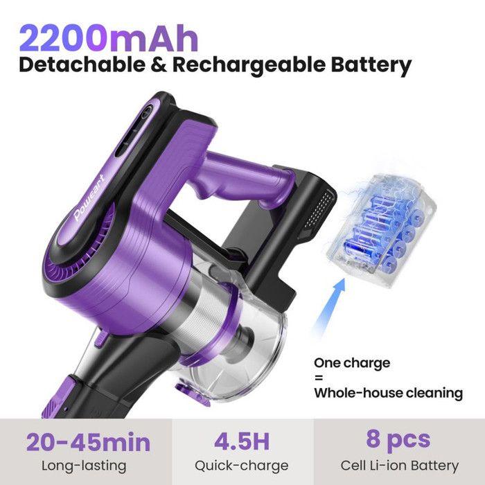 POWER V870 Handheld Vacuum Cleaner, Cordless Vacuum Cleaner, High Suction Power Reaching 26 kPa Purple