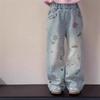 Girls' Denim Wide Leg Pants Children's Jeans Thin Straight Leg Pants High Waisted Pants
