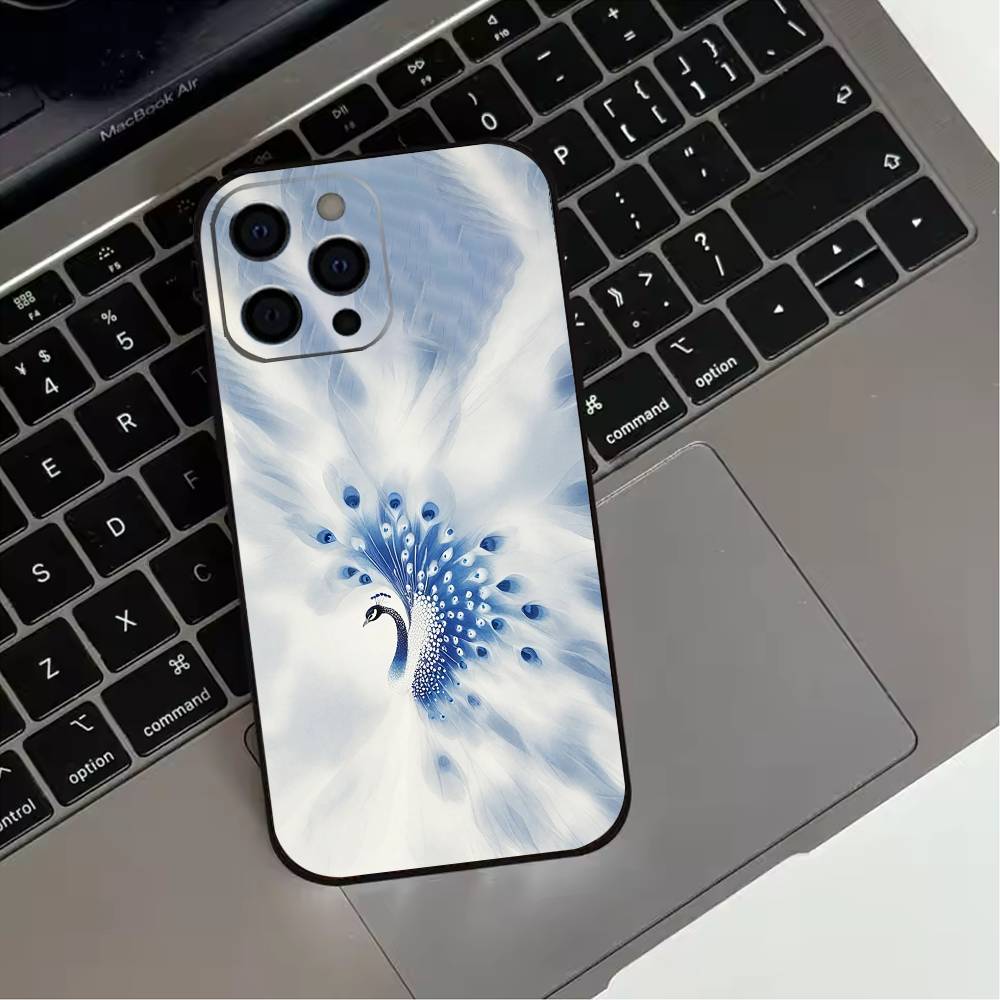 

COLORFUL Bird Peacock Phone Case For iPhone 17,16,15,14,13,12,11 Plus,Pro Max,XS,Soft Silicone Black Cover iPhone14Plus