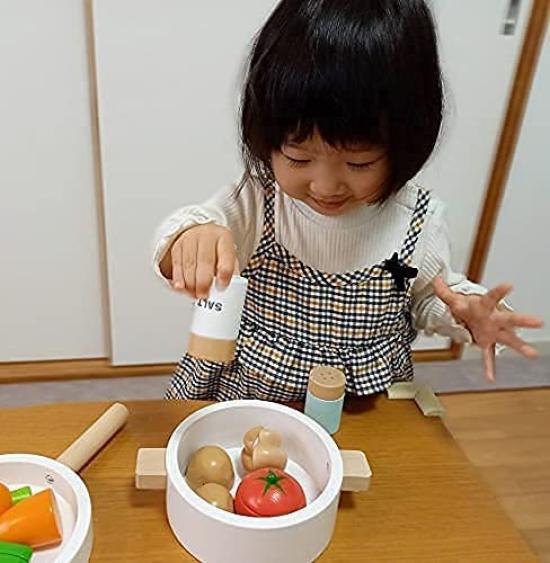 Alex Sanga Quickly Cutting Play Wooden Food Hygiene Inspection Kitchen Fish Play and Clean Educational Toy Pans Set House, Magnet, Compliant, Stove,