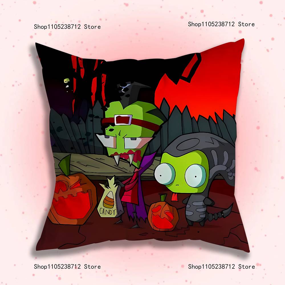 Cute Z-ZIM I-Invaders AnimePillow Case For Sofa Decor Car Office Room Printing Cushion Cover Decorations and Protector