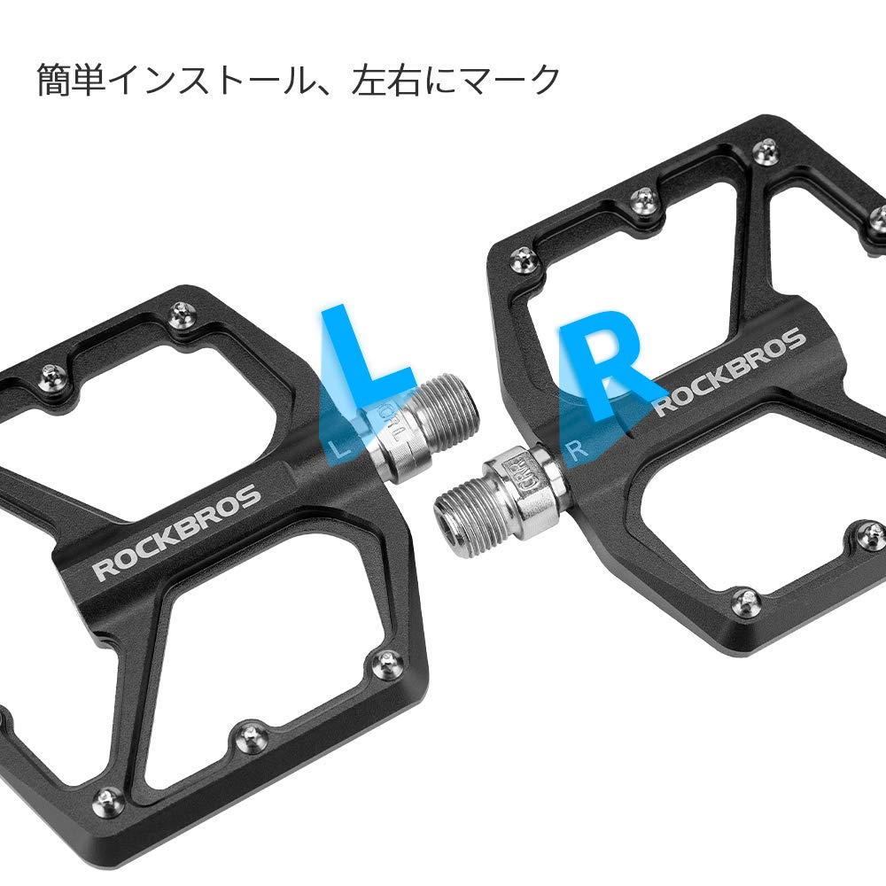 ROCKBROS Lightweight Flat Bicycle Aluminum for Road Pedals, Alloy, Bikes/Cross Bikes/MTBs, etc., Platform, Anti-Slip