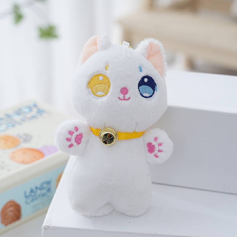 

Cat Keychain Plush Stuffed Animal Toy Doll Bag Accessory Pp Cotton Gift Filled білий