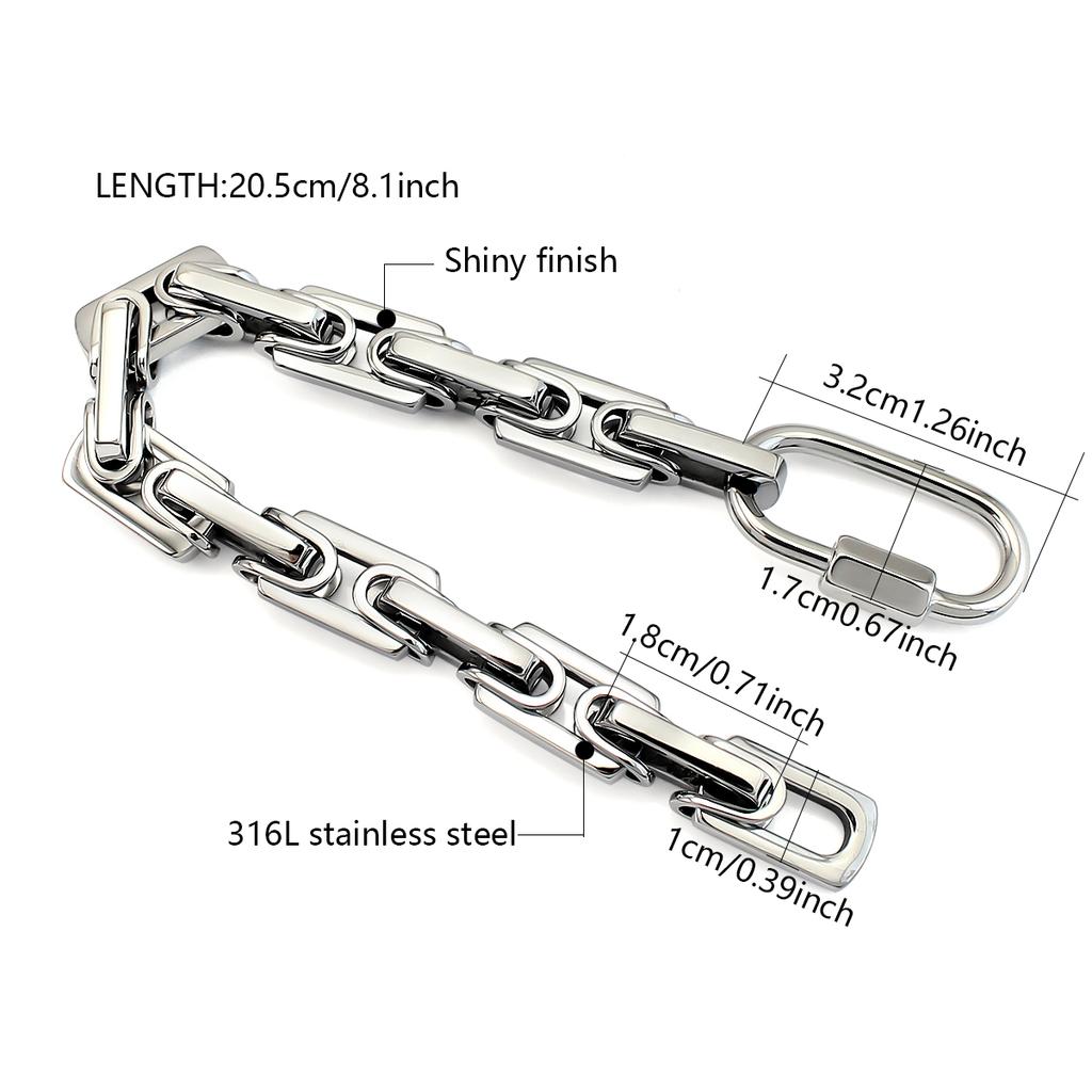 Waterproof Jewelry Non Tarnish Bracelet 316L Stainless Steel Link Chain Bracelet Biner Clasp