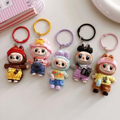 Cartoon Pull-Cloth Doll Resin Keychain - Cute Backpack Pendant Ornament