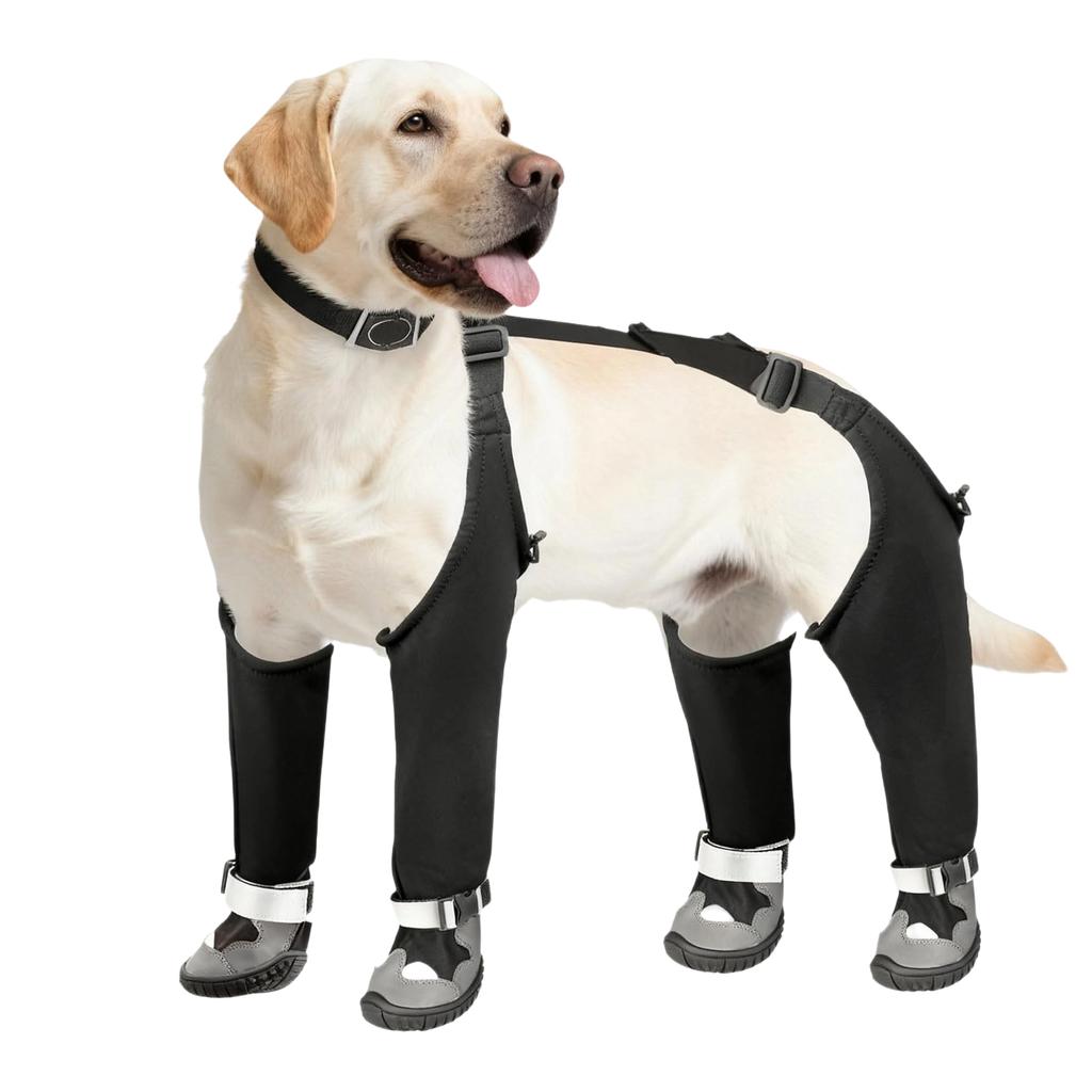 Botas para Cão com Tiras Ajustáveis, Botas de Chuva para Cão, Macacões Resistentes a Manchas com Sapatos Integrados, e Macacões e Protetores para Cão de Exterior.