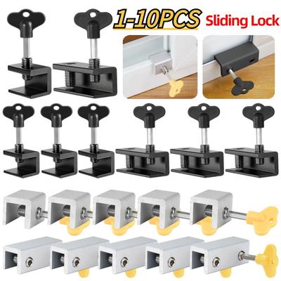 1-10Pcs Sliding Window Patio Door Lock Push Aluminum Alloy Children Safety Protection Door Window Security Lock Stopper Guards