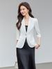 White Women's Casual Slim-Fit Blazer with Mid-Sleeves
