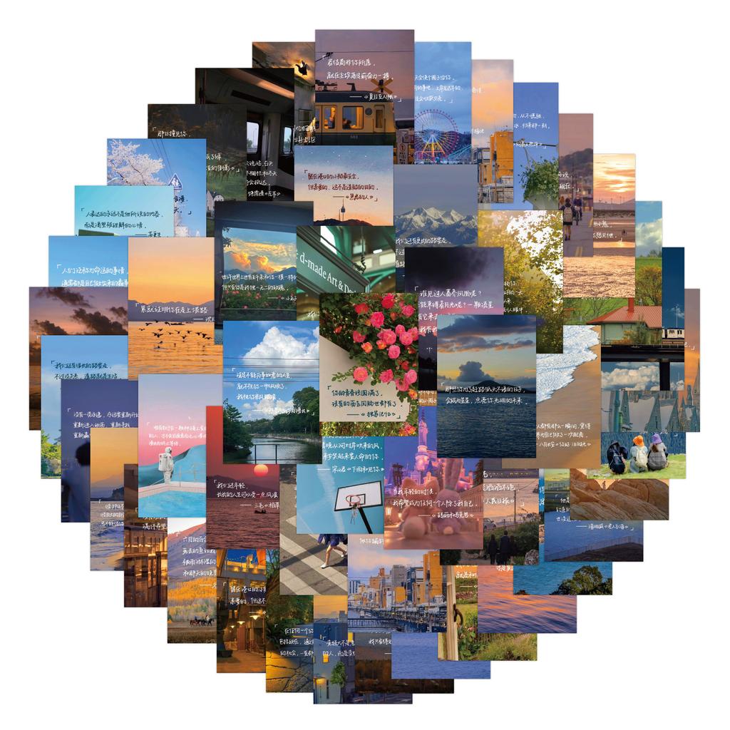 60 New Beautiful Landscape Stickers Personalized Creative DIY Decorative Skateboard Water Cup Waterproof Stickers