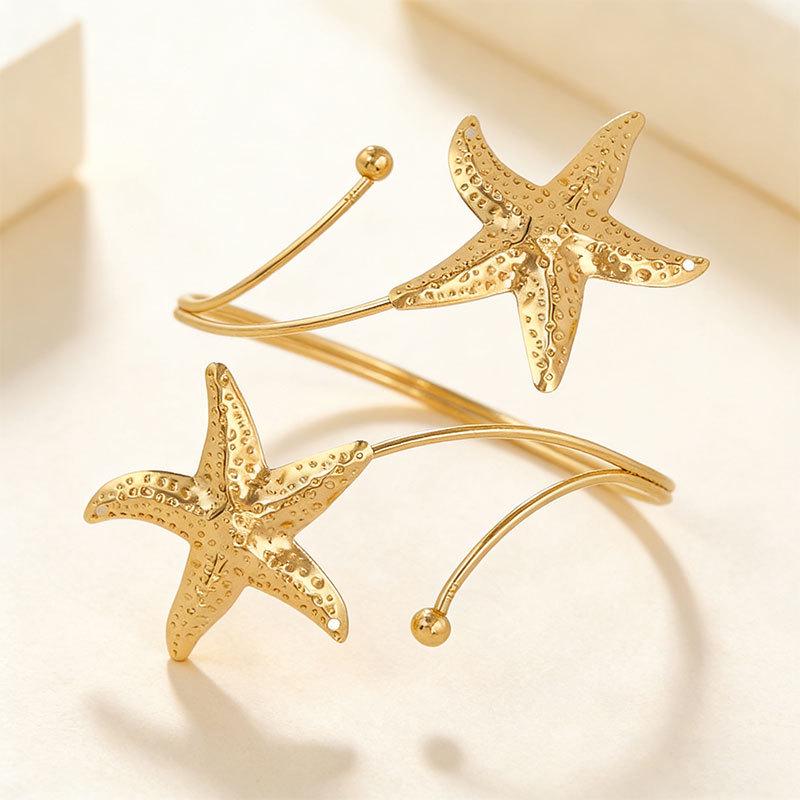 Exaggerated Starfish Open Arm Cuff - Beach Style European & American Fashion