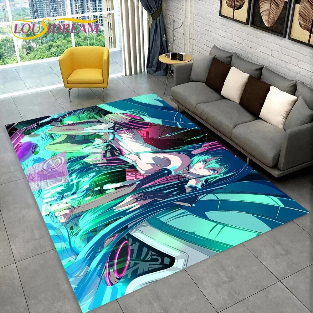 Japan Music Cartoon Characters Miku Carpet Rug for Home Living Room Bedroom Sofa Doormat Decor,kids Area Rug Non-slip Floor Mat