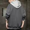 Men Hoodie Contrast Colors Drawstring Casual Long Sleeve Thick Loose Autumn Hoodie for Daily Wear