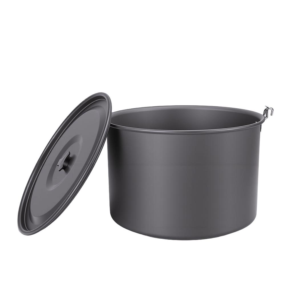 Camping Soup Pot Cookware with Lid 15L Large Outdoor Portable Hanging Pot Cooking Set for 8-10 People