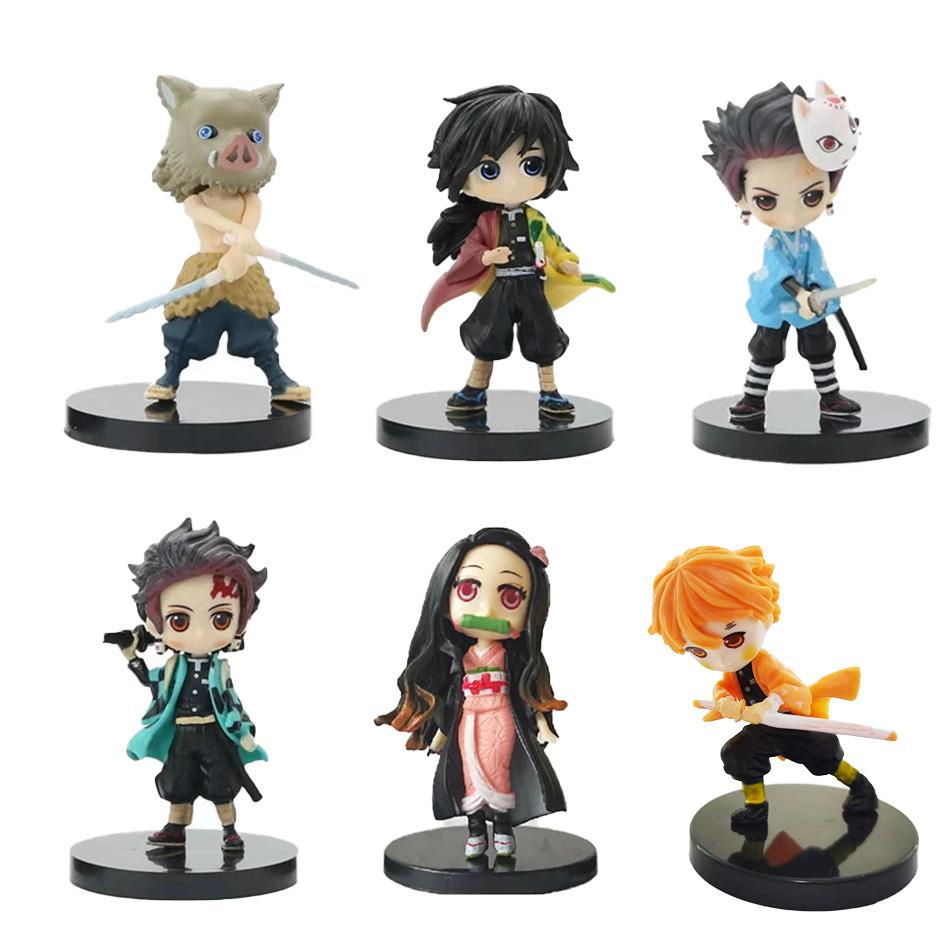 Q Posket Figur Dämonentöter Mini-Figur 6 Stück/12 Stück/Sets Kimetsu No Yaiba Kleine PVC-Puppen Schreibtischdekoration