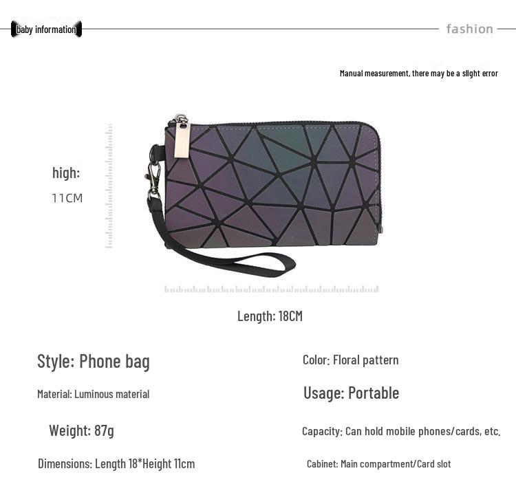 Pochette Geometrica Floreale Iridescente da Donna Luminosa - Tendenza, Cambia Colore, alla Moda con Zip