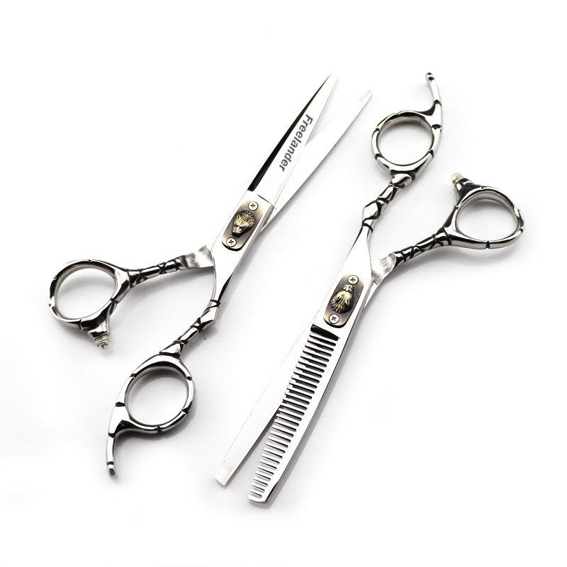 6.0" God Walker Crocodile Handle Wolf Head Hairdressing Scissors: Straight, Thinning, Bang Shears.