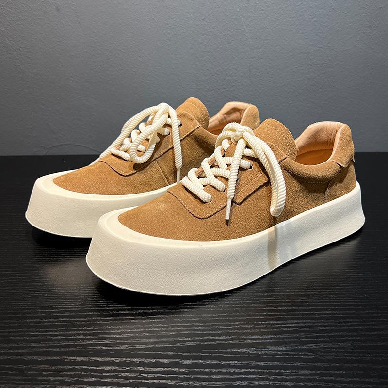 Japanese street retro casual board shoes 2024 new men's shoes platform versatile breathable low-top skateboard shoes 8008-B