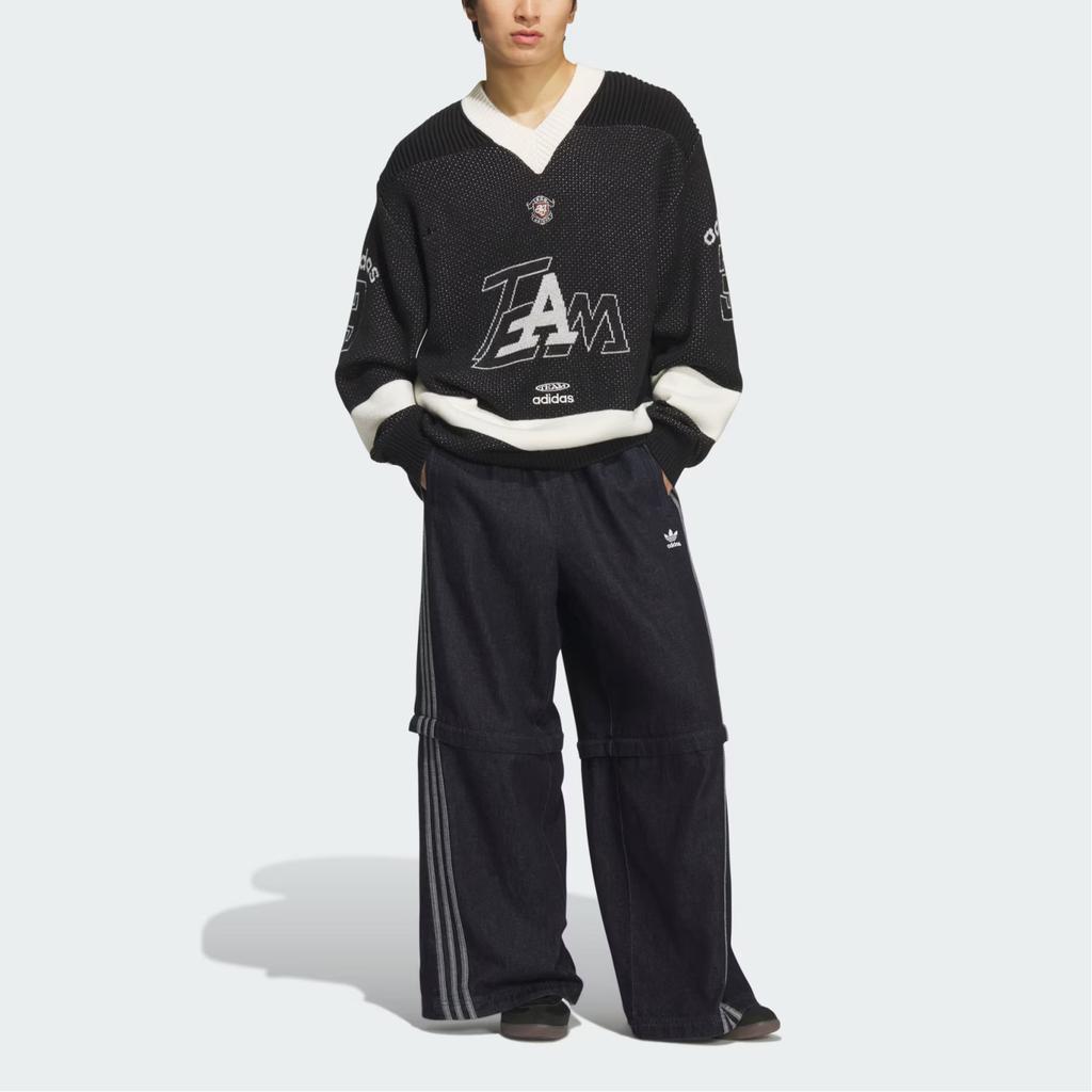 Adidas Originals FW25 Team Sweatshirt Logo Letter Loose V-Neck Long Sleeve Knit Top Men Tops KF4467