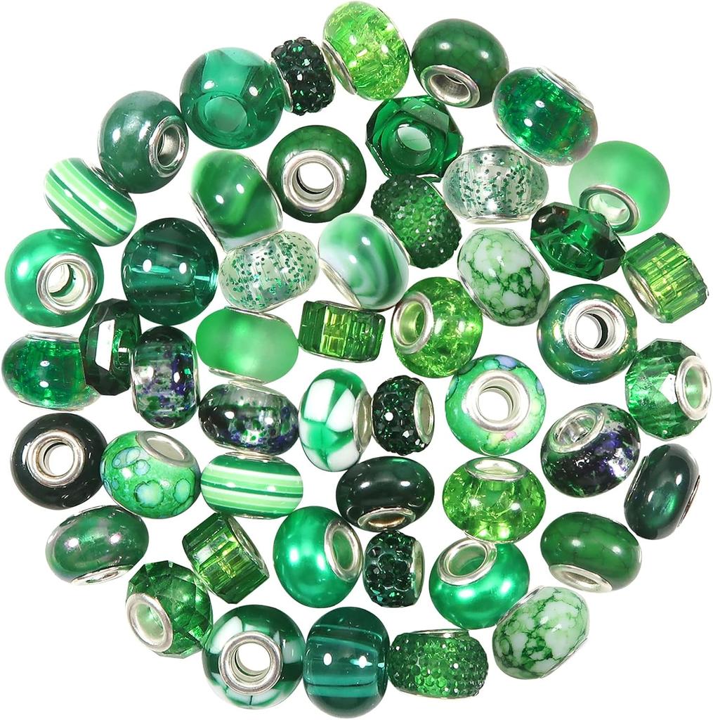 12/25/50pcs Assorted Resin European Beads Large Hole Lampwork Spacer Beads Rhinestone Craft Beads for DIY Charms Bracelet Jewelry Making