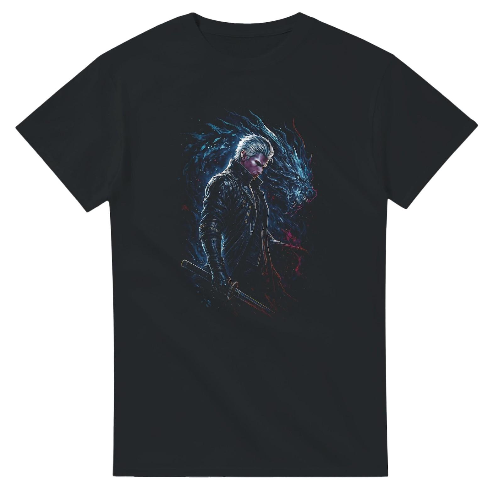 Vergil Devil May Cry Halftone Heavyweight Unisex Crewneck T shirt | Gildan® 5000 S
